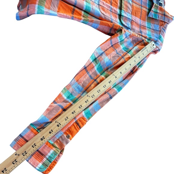 Ralph Lauren Blue Label Orange Flannel Button Down Top Sz 8 - Picture 4 of 9